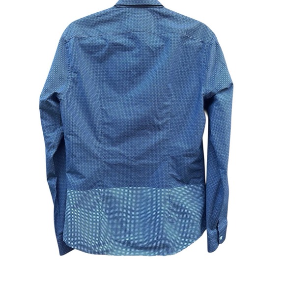 Salvatore Ferragamo Men's City Fit Blue Pattern Shirt 100% Cotton Made in Italy - Picture 3 of 12